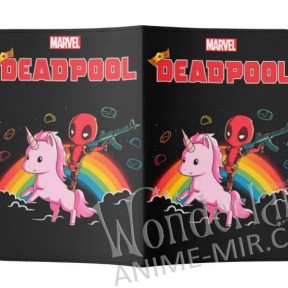 Обложка на паспорт Марвел - Дэдпул на единороге / Marvel - Deadpool on a unicorn